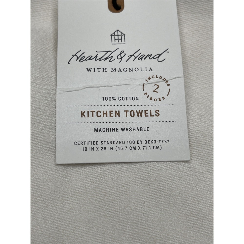Magnolia Hearth Hand Dishtowel Kitchen Towel Cream Bronze Stripe Set of 2 - Picture 7 of 7